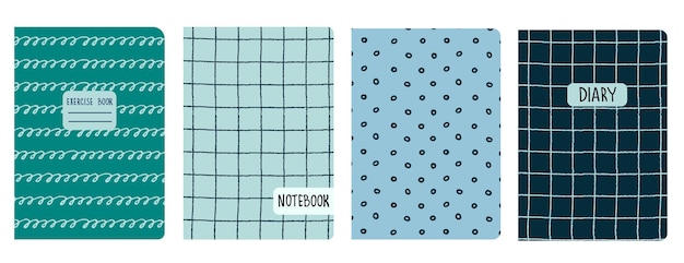 Set of cover page templates based on grid seamless patterns spiral lines polka dot pattern Headers isolated