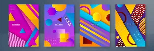 Set of Creative Graphic Design layout Typography on diagonal grid with red and blue background for Poster Brochure Flyer leaflet Annual report Book cover banner Template in A4 size