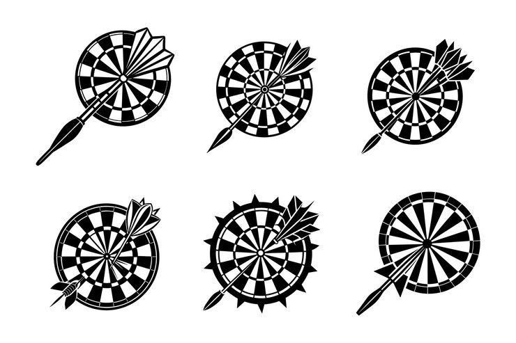 Vektor set of darts vector art silhouette logo icon design black and white