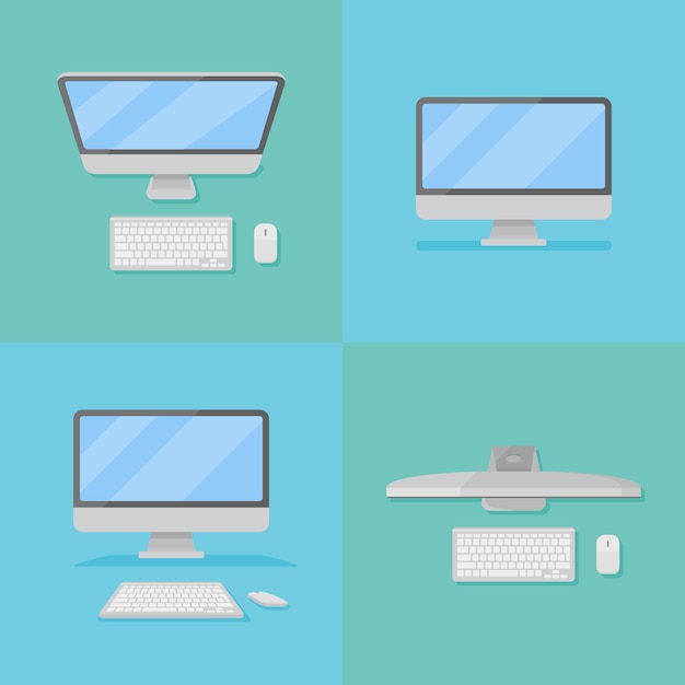 Set of desktop personal computer with monitor