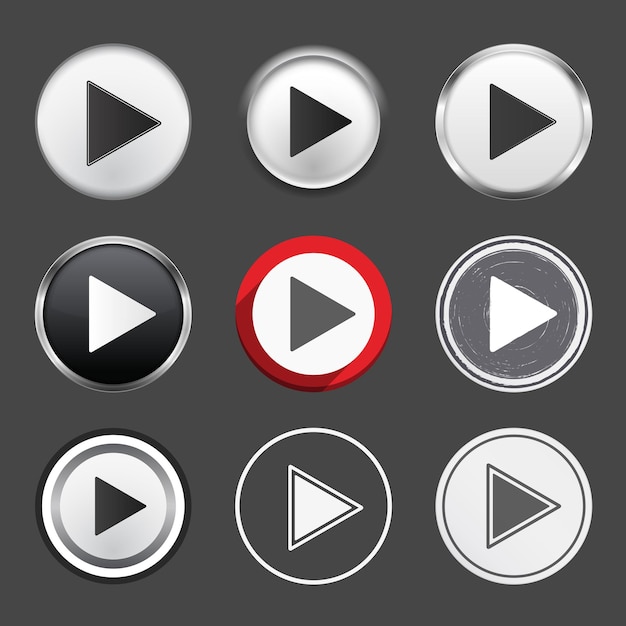 set of different play buttons vector eps10 illustration