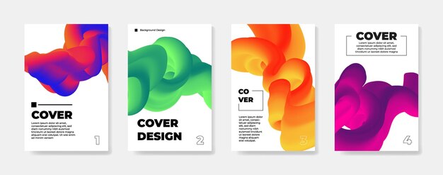 set of dynamic abstract fluid colorful gradient background design for banners, covers, layout ect
