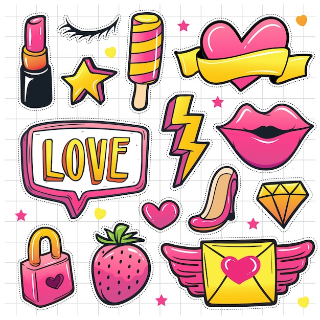 Set of fashion cute patches