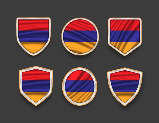 set of flags in frames with various frame shapes