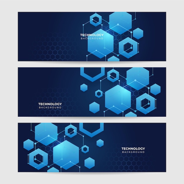Set of futuristic technology digital abstract dark blue colorful design banner Vector abstract graphic design banner pattern background web template
