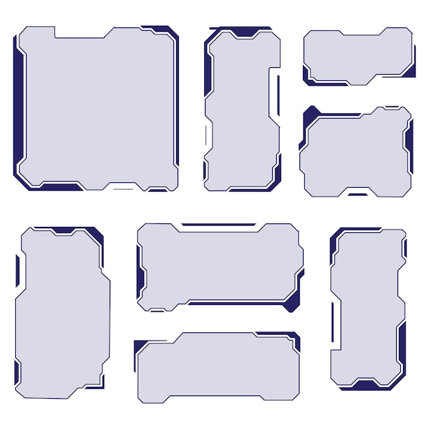 Set of futuristic UI elements for display panels and digital interfaces