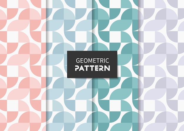 Set of geometric seamless patterns in different colors Vector