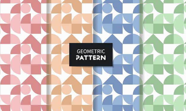 Set of geometric seamless patterns in different colors Vector