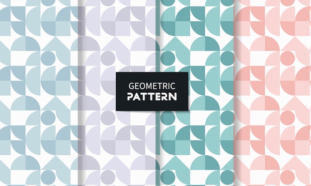 Set of geometric seamless patterns in different colors Vector