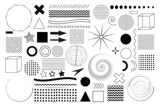 set of geometric shapes, selection
