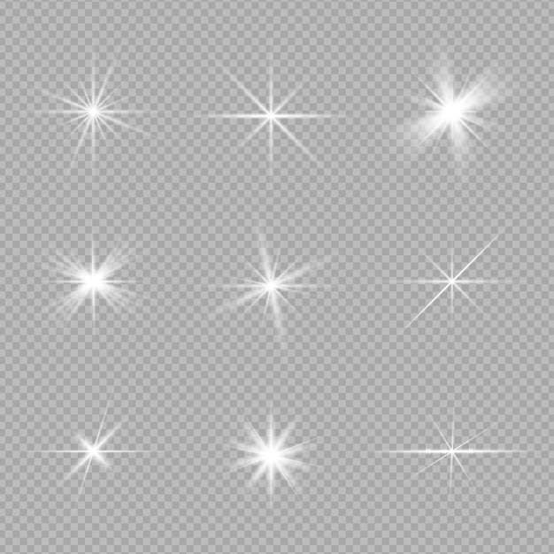 Set of glowing star