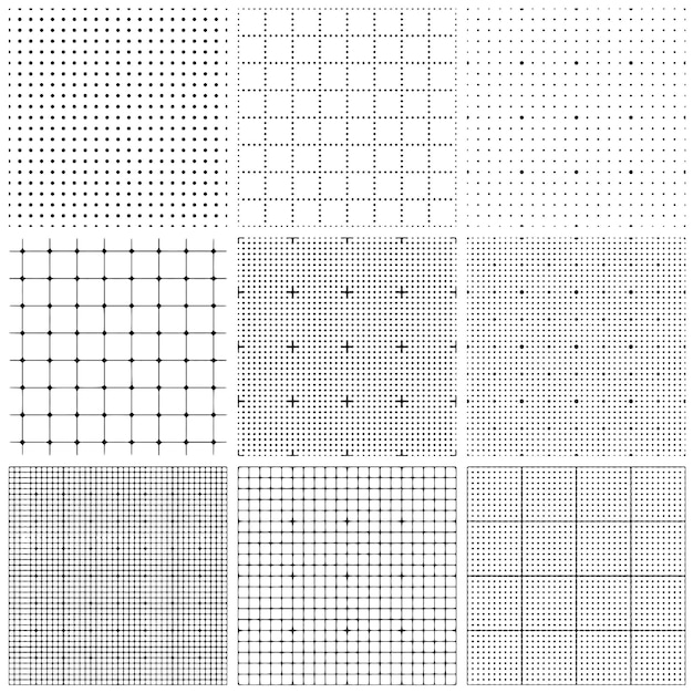 Set of graph paper Vector seamless patterns