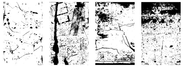 Set of Grunge Distressed Vector Textures Black and White Backgrounds with Splatter Scratch EPS 10