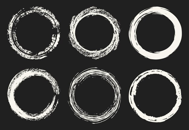 Set of hand drawn grunge circle frames Vector design elements