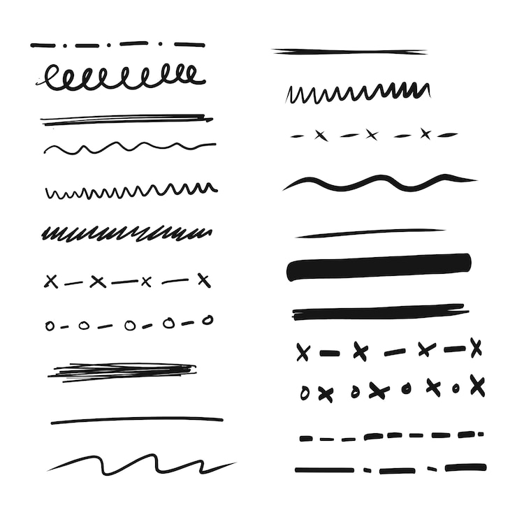 Vektor set of hand drawn lines and dividers