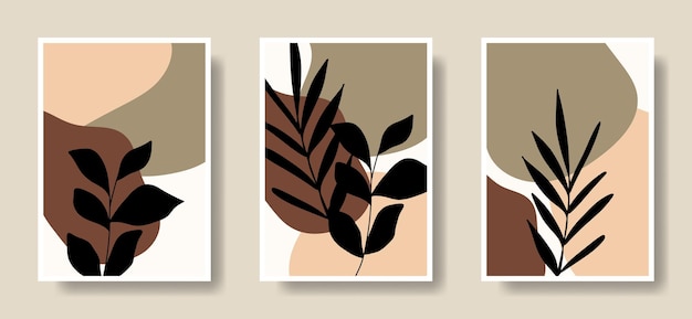Set of Hand Drawn Shapes and Leaf Illustration Cover Poster Art Printable