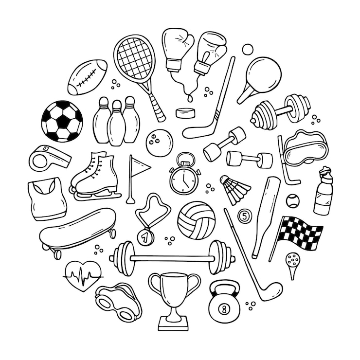 Vektor set of hand drawn sports and fitness doodle