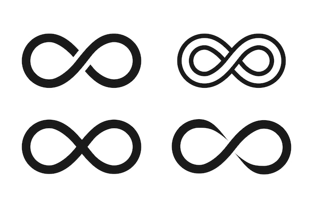 Set of Infinity symbols Unlimited infinity collection flat style