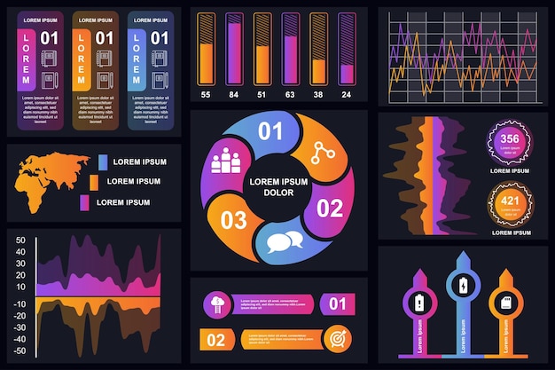 set of infographic elements data visualization vector design template can be used for steps options business process workflow diagram flowchart concept timeline marketing icons info graphics