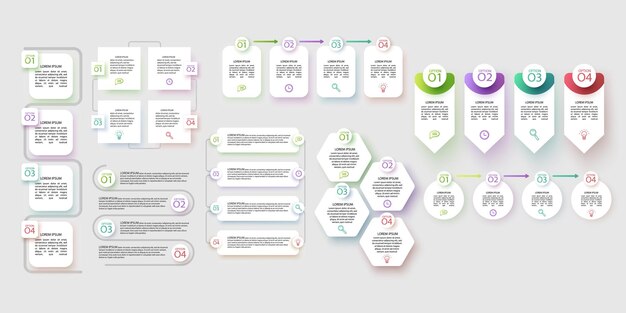 set of infographic elements visualization vector design template can be used for steps options