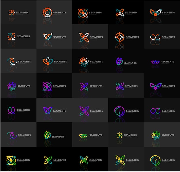 set of linear abstract logos swirl circle infinity loop and other concepts logotype brand templates