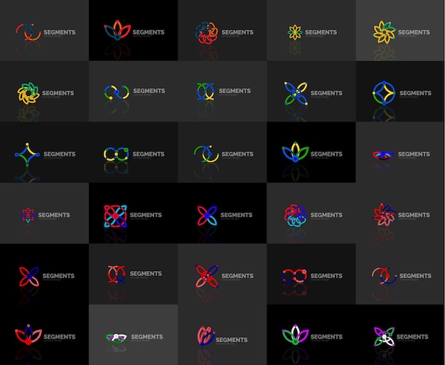set of linear abstract logos swirl circle infinity loop and other concepts logotype brand templates