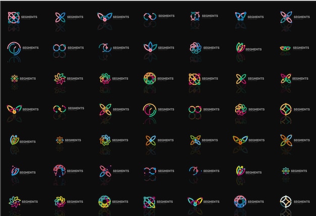 set of linear abstract logos swirl circle infinity loop and other concepts logotype brand templates