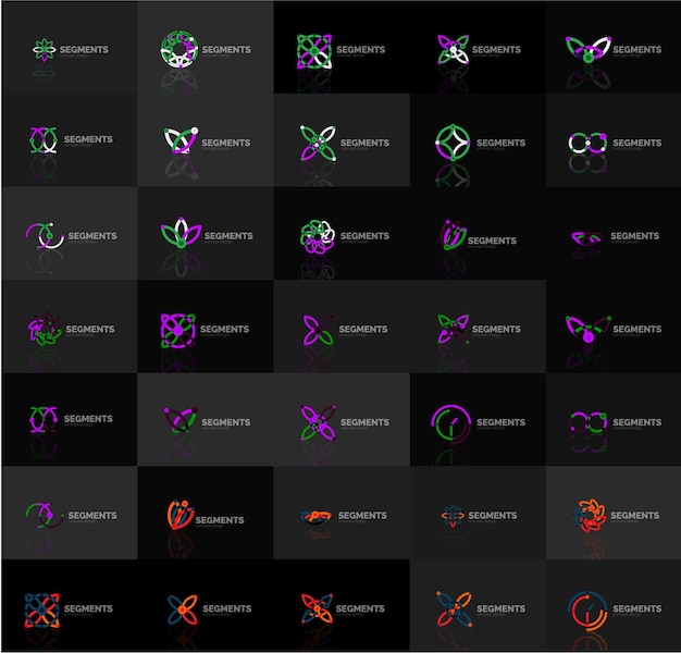 set of linear abstract logos swirl circle infinity loop and other concepts logotype brand templates