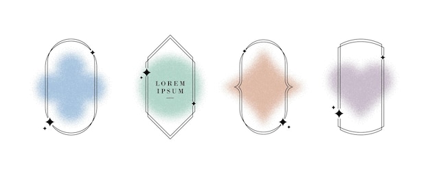 Set of linear frames with stippled gradients Aesthetic frames with blurred shapes Minimal frame