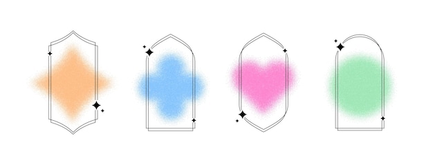 Set of linear frames with stippled gradients Aesthetic frames with blurred shapes Minimal frame
