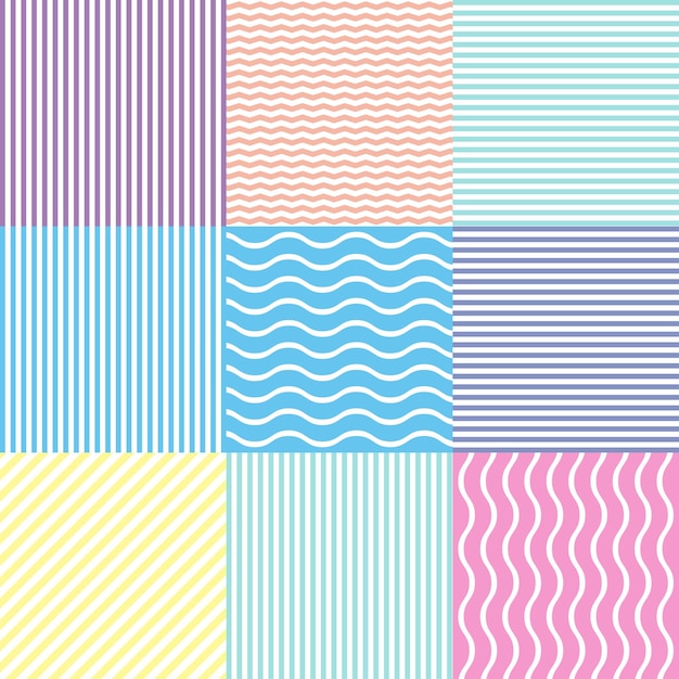 set of patterns striped backgrounds geometric seamless pattern of zigzag lines vector