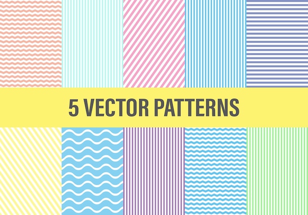 set of patterns striped backgrounds geometric seamless pattern of zigzag lines vector