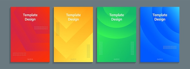 set of poster template designs, book covers. black gradient background with dynamic and colorful