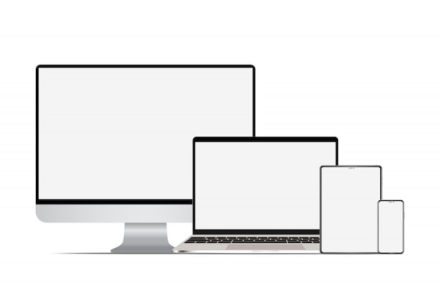 Set of realistic computer laptop tablet and smartphone.