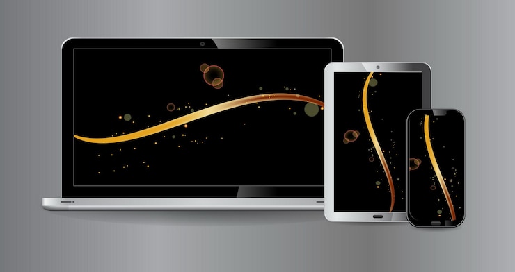 Vektor set of realistic mock up monitor tablet smartphone and laptop isolated or technology devices t