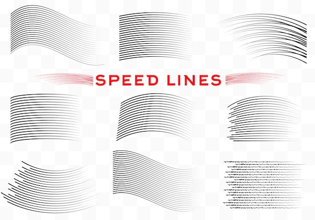 set of speed lines design element motion effect signs black lines on white background vector