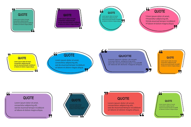 set of vector quote templates. speech bubble, frame, text in brackets