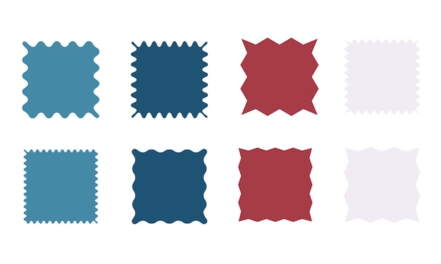 set of vector squares sticker icons sharp edges sharp corners colored on white simple vintage flat