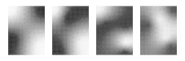 Set of vertical halftone backgrounds with gradient Grunge wallpaper with black dots monochrome smooth transition for creating designs in comic style retro collage