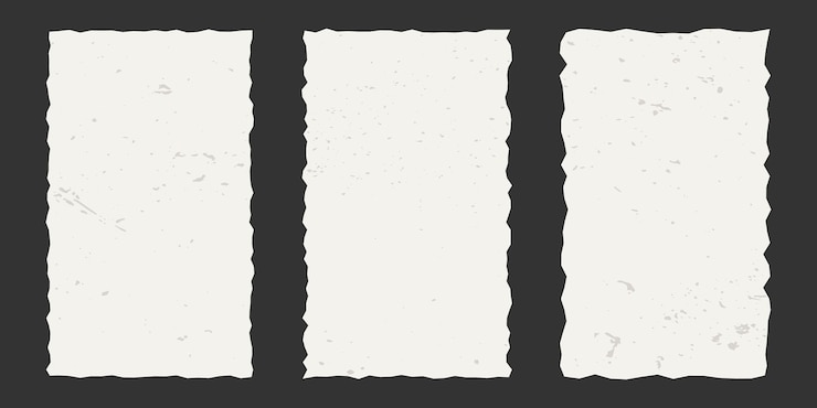 Vektor set of vertical vintage torn rectangular paper sheets with jagged edges ripped vector elements