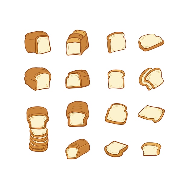 set of white bread illustration vector