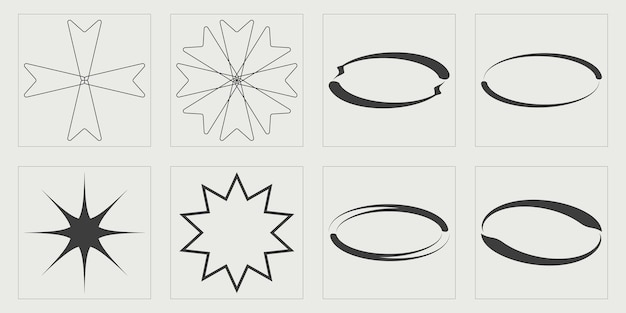 set of y2k style vectors of objects retro futuristic graphic ornaments modern abstract forms