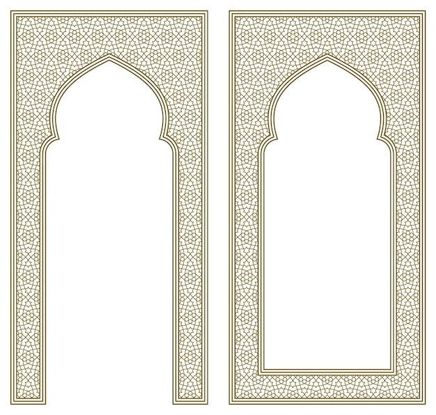 Set two Rectangular frames of the Arabic pattern with proportion 2x1