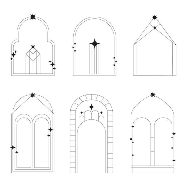 Set with different lines shapes Modern minimalist aesthetic line elements trendy linear frames