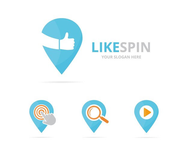 Setof map pointer logo combination GPS locator and best symbol or icon Unique pin and hands logotype design template