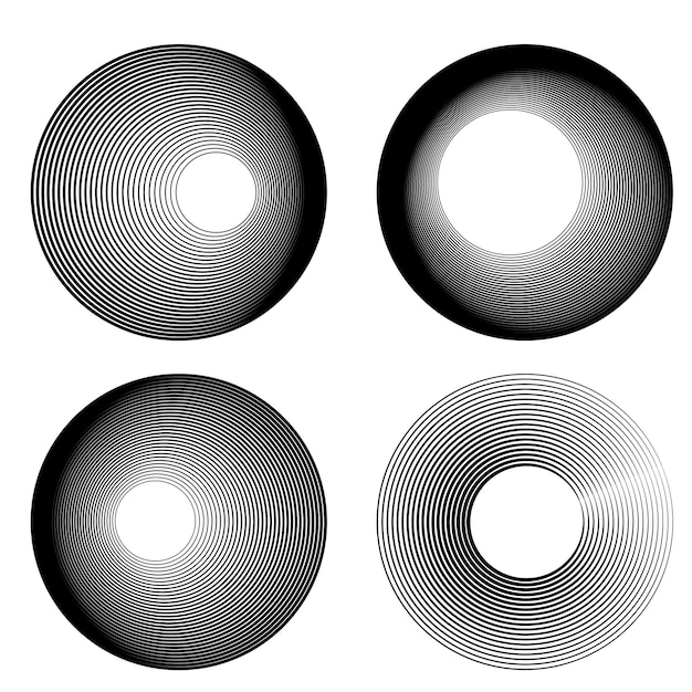 Sett designelement sirkel Isolerte fete vektorfarver gylden ring fra Sammendrag glød bølgete striper av mange glitrende virvler laget ved hjelp av Blend Tool Vektorillustrasjon EPS10 for din presentasjon