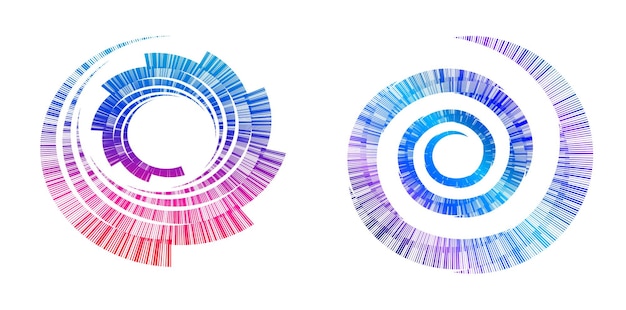 Sett designelement sirkel Isolerte fete vektorfarver gylden ring fra Sammendrag glød bølgete striper av mange glitrende virvler laget ved hjelp av Blend Tool Vektorillustrasjon EPS10 for din presentasjon