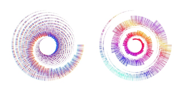 Sett designelement sirkel Isolerte fete vektorfarver gylden ring fra Sammendrag glød bølgete striper av mange glitrende virvler laget ved hjelp av Blend Tool Vektorillustrasjon EPS10 for din presentasjon