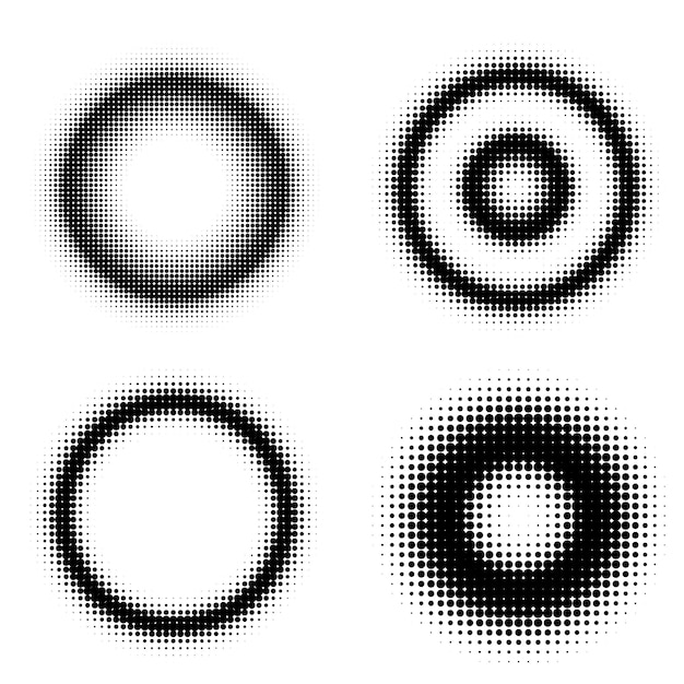 Sett Designelementer symbol Redigerbar halftone-ramme prikksirkelmønster på hvit bakgrunn Vektorillustrasjon eps 10 ramme med svarte tilfeldige prikker Rund kant Ikon som bruker halftone-sirkelprikker tekst