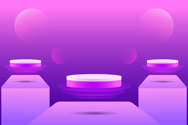 Sett lilla fiolett 3d objekt sylinder sokkel podium display gradient farge minimal scene showroom